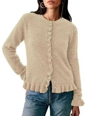 PRETTYGARDEN Button Down Cardigan XL Tan NWT